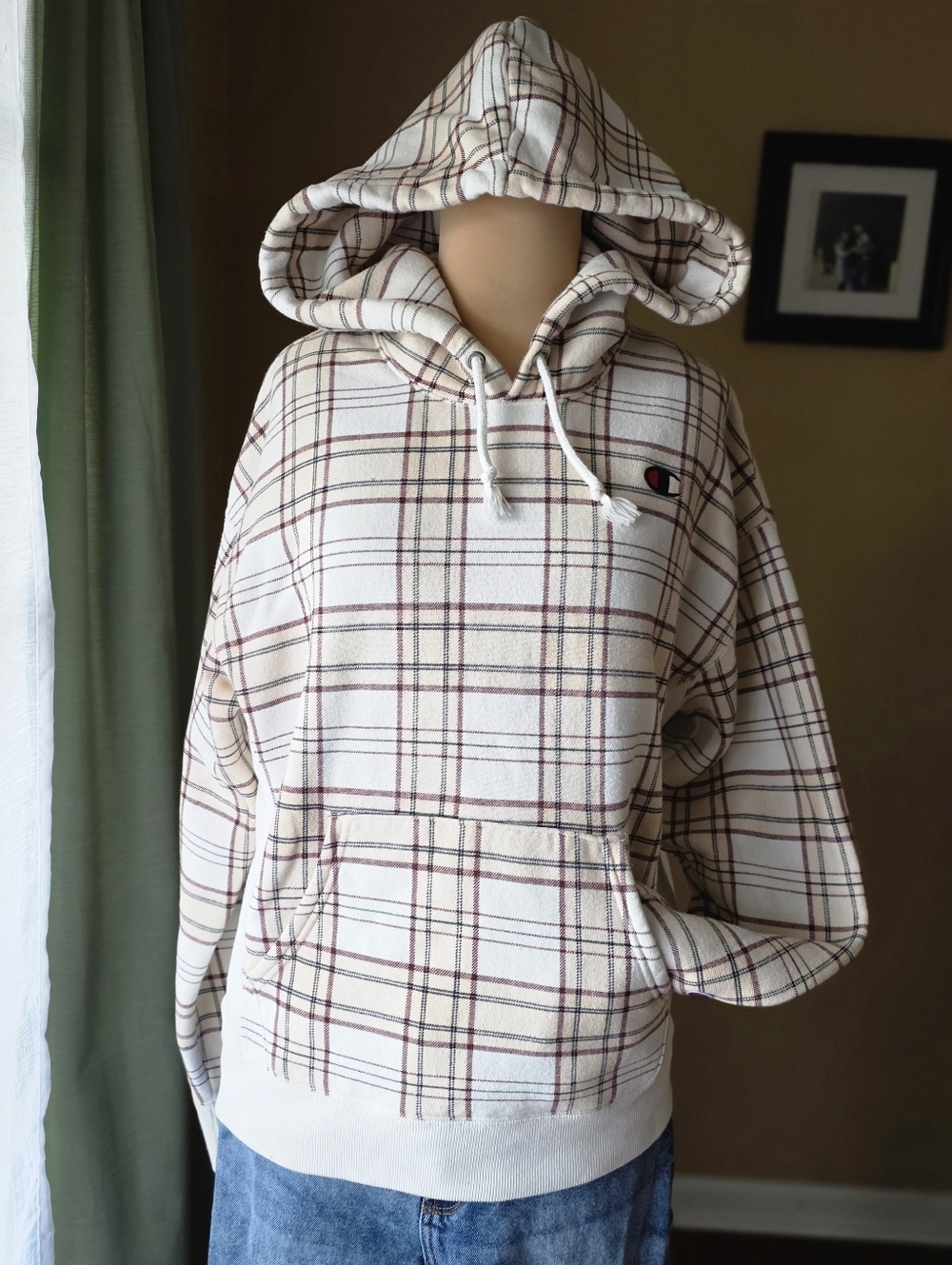 Champion Reverse Weave Plaid Hoodie Sweatshirt - Women's Size M
